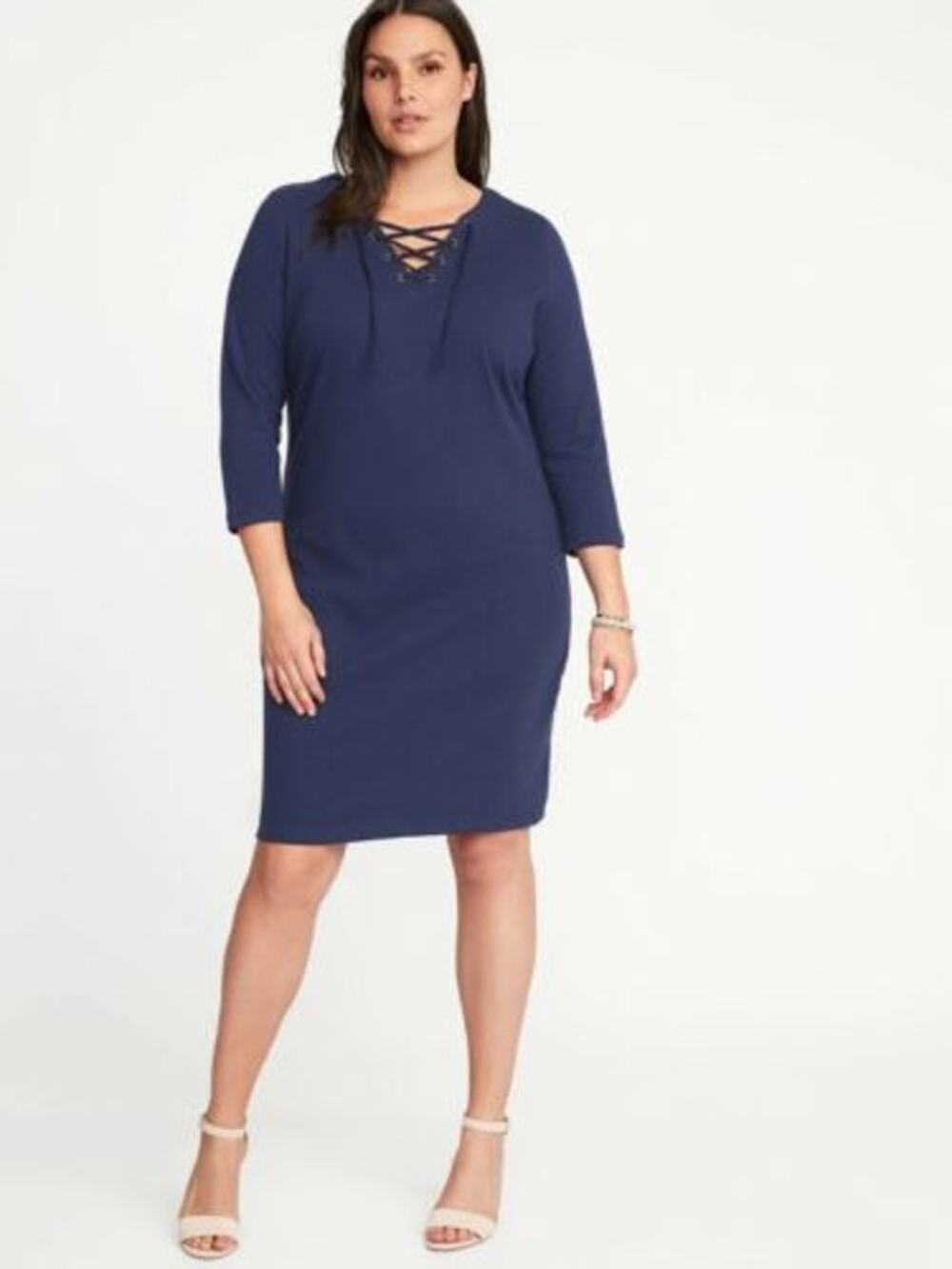 Old Navy Lace Up Knit Lost at Sea Dress Womens Size XL Tall Navy Blue Nautical